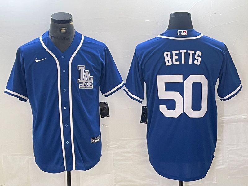 Men Los Angeles Dodgers 50 Betts Blue Second generation joint name Nike 2024 MLB Jersey style 1